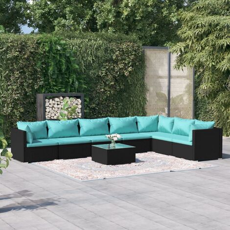 Set Salotto Da Giardino Pz Mobili Da Giardino Con Cuscini In Polyrattan Nero Bv Bonnevie