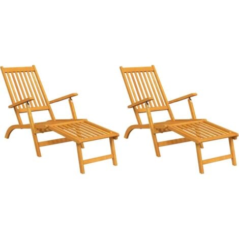 2 pz Set Lettino Prendisole con Tavolo，Sdraio da giardino，Sedie sdraio  Legno di Massello Acacia