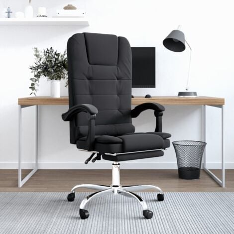 Sedia Poltrona da Ufficio Massaggiante Reclinabile - Sedie da scrivania  Nera in Similpelle BV267458 - BonneVie