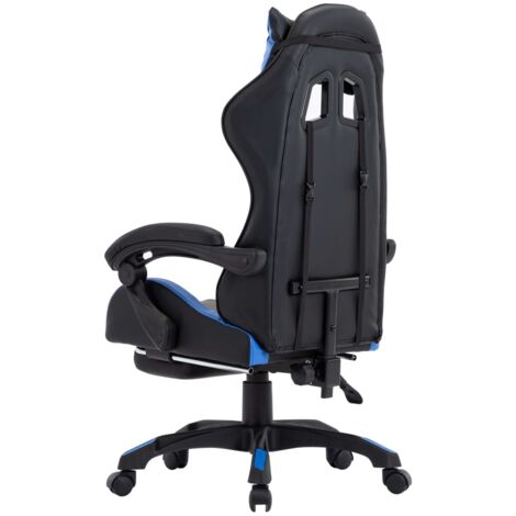 Sedia da Gaming Sedie da gamer - Poltrona da Ufficio con Poggiapiedi Blu e  Nera in Similpelle BV849857 - BonneVie