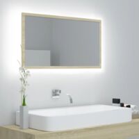 Specchio Moderno per il Bagno LED Rovere Sonoma 80x8,5x37 cm in Acrilico -28290