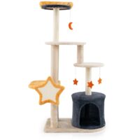Albero per gatti carino da 128cm da interno con tiragraffi in sisal gattiera, Torre multi-livello per gatti