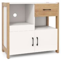Credenza moderna rustica cassetto ripiano estraibile 2 ante buffet sala pranzo soggiorno cucina Bianco