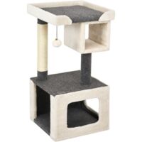 Albero per gatti con tiragraffi e pallina felpata, Centro attività interno per gattini per giocare Beige e grigio