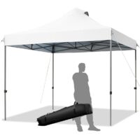 Tendone pop up 3x3m pieghevole impermeabile con borsa a ruote, Tenda da festa all'aperto facile da montare Bianco