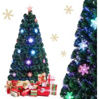 Albero di Natale 150cm in fibra ottica 170 rami 24 luci LED a fiocchi di neve e stella