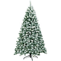 Albero di Natale artificiale 180cm con cerniera 250 luci LED Pino innevato illuminato 928 rami e base