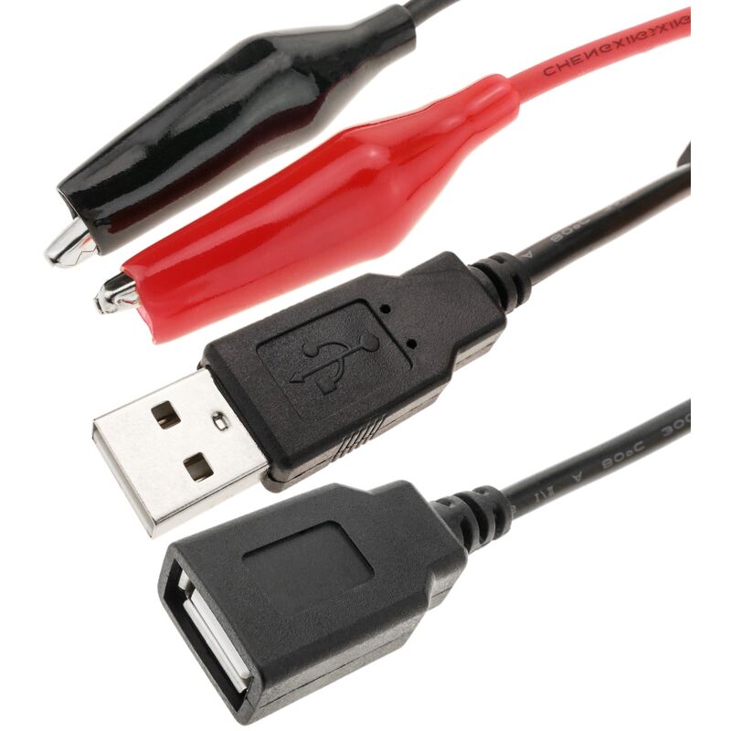 CableMarkt - Cavo di alimentazione 5 V USB-A femmina a coccodrilli