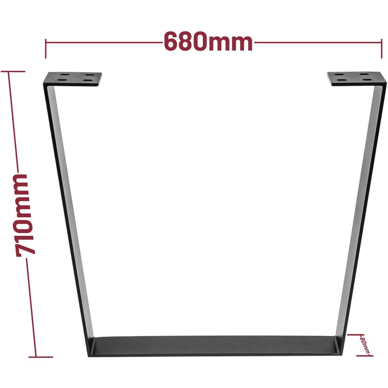 Piedi per tavolo nero pacco da 2 larghezza 680 x profondità 50 x altezza  710
