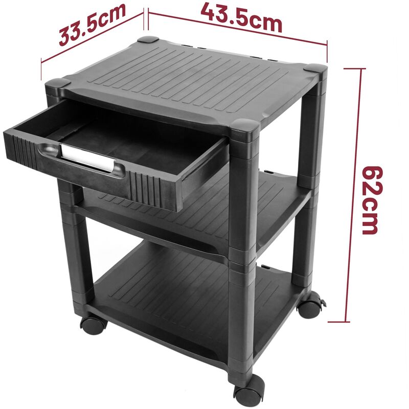 Relaxdays Porta Stampante da Scrivania, Supporto 2 Ripiani Portaoggetti,  Portadocumenti, 28 x 44 28 cm, Marrone Nero, Acciaio, Fibra di Legno :  : Casa e cucina