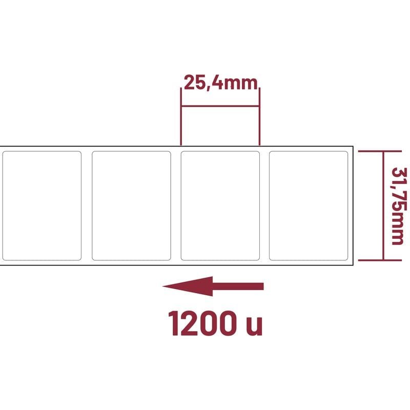 CableMarkt - Rotolo 1200 etichette adesive bianche per stampante termica  diretta 31,75x25,4 mm