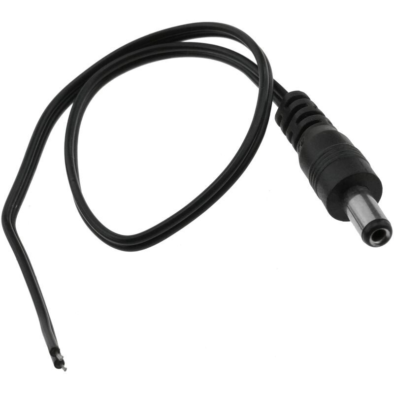 CableMarkt - Cavo di alimentazione 22AWG da 30 cm e connettore jack CC  maschio nero da 5,5 mm x 2,1 mm ai terminali