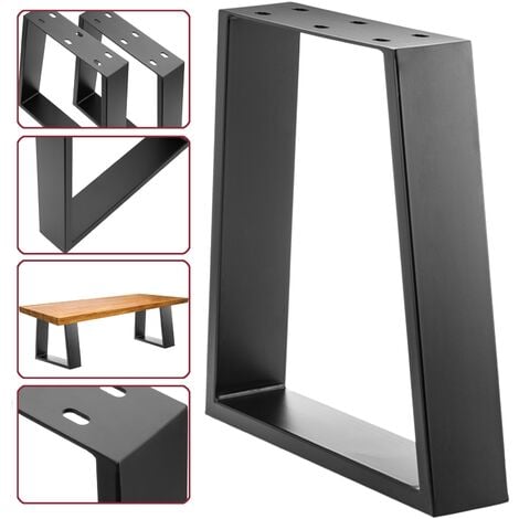 PrixPrime - Piedi per tavolo rettangolare per mobili in colore nero  Confezione da 2 da 400 x