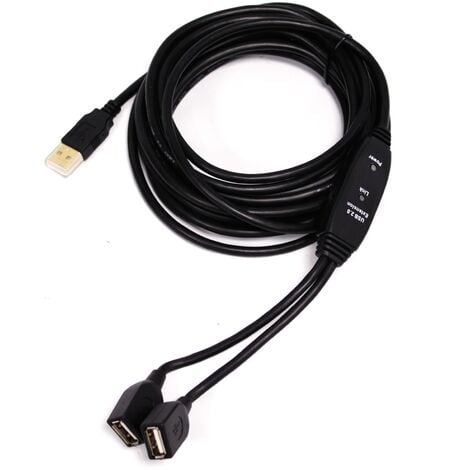 CableMarkt - Cavo prolunga USB 2.0 con connettore maschio di tipo A a 2  connettori femmina di