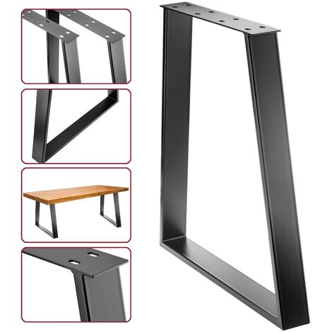 PrixPrime - Gambe da tavolo rettangolari nere confezione da 2 da 700 x 85 x  730 mm