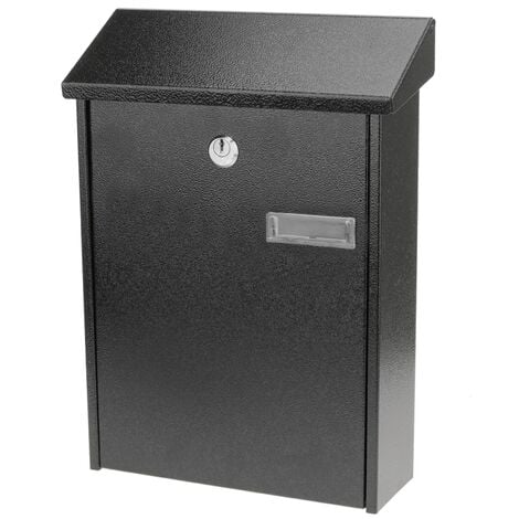 PrixPrime - Cassetta postale in metallo per lettere in nero 23,5 x 7,5 x 31