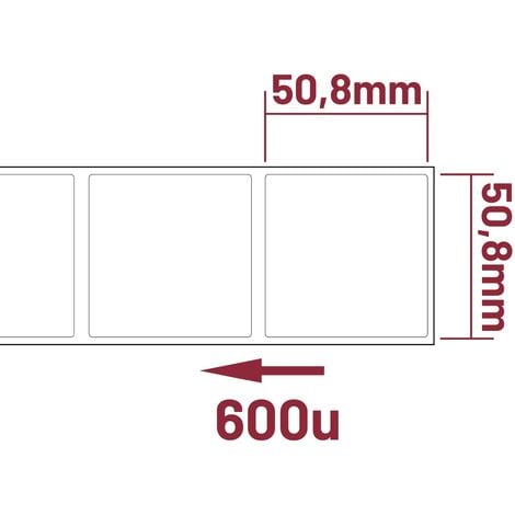 CableMarkt - Rotolo 600 etichette adesive a trasferimento termico 50,8x50,8  mm conf. 50