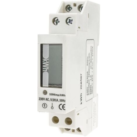 CableMarkt - Contatore digitale KWh per consumi elettrici monofase 30A con display  LCD 6 + 1 digit