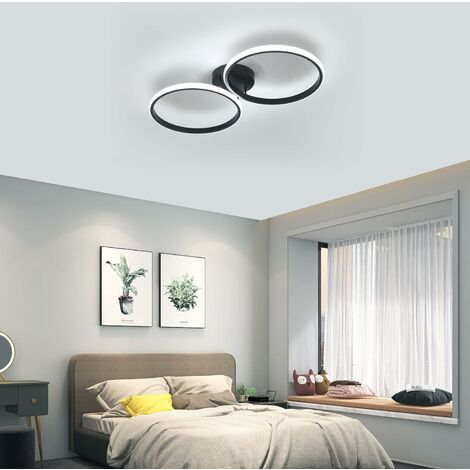 Plafonnier LED Design moderne Blanc Froid 6000K Cercle Anneaux Lampe de  Plafond 42W Pour salon chambre