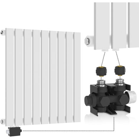 Aquamarin® Horizontal Radiator Set – 600x614x52, 9-Column Panel, Steel,  White, Adjustable Thermostatic Valve Included, Brass, Anthracite – Bathroom Central  Heating Heater, Towel Rail TRV