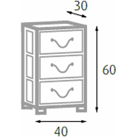Commode 3 tiroirs en bois et raphia synthétique