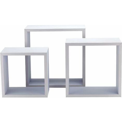 SET 3 PIÈCES (cm 25x25x16 + 30x30x16 + 35x35x16) PANIER CARRÉ EN MDF BLANC 2 PIÈCES