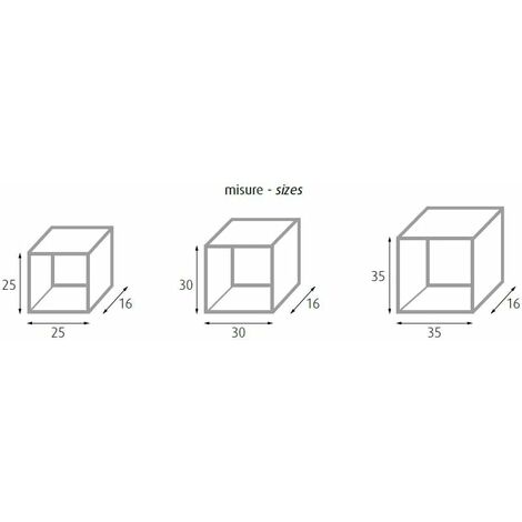 SET 3 PIÈCES (cm 25x25x16 + 30x30x16 + 35x35x16) PANIER CARRÉ EN MDF BLANC 2 PIÈCES