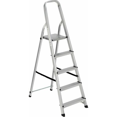 Garden – Échelle escamotable en aluminium 5 marches – Capacité de charge 150 kg – Marches antidérapantes – Dimensions 91x45x150 cm (1/2)