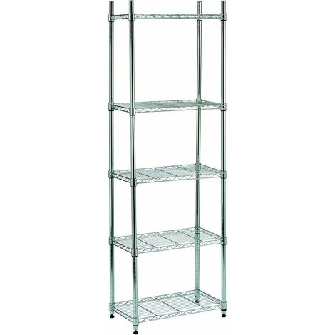 Meuble à étagères chromé 5 étagères - 60x35x180 cm