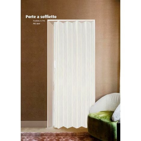 King Home Porte pliante en PVC avec poignée en plastique et fermeture magnétique blanc veiné