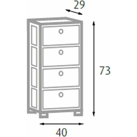 Commode 4 tiroirs avec boutons colorés