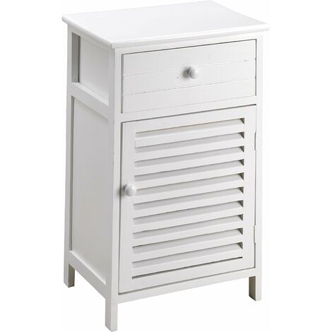 Commode à 1 tiroir avec porte, blanche