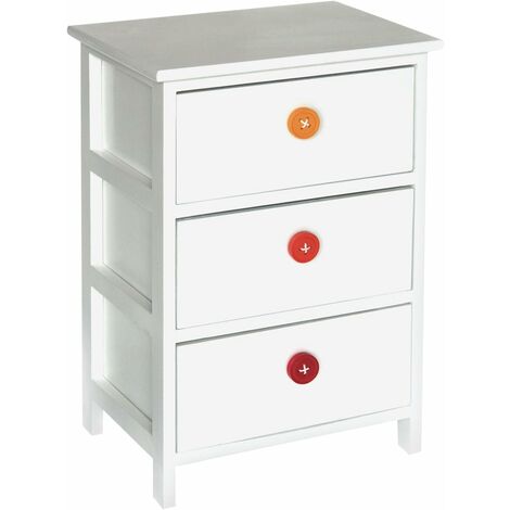Commode 3 tiroirs avec boutons colorés