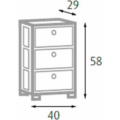 Commode 3 tiroirs avec boutons colorés