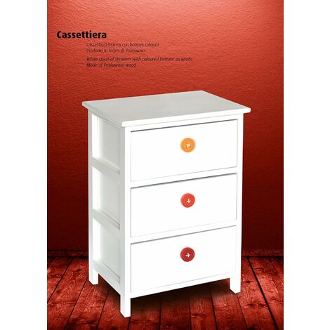Commode 3 tiroirs avec boutons colorés