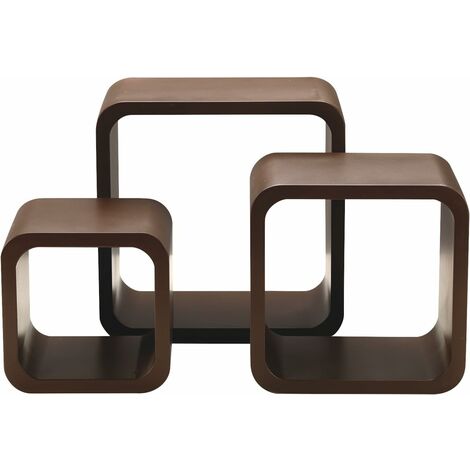 ENSEMBLE 3 PIÈCES (17x17x15 + 22x22x15 + 27x27x15 cm) BASCET ÉCLAIRÉ CARRÉ EN NOYER 4 PIÈCES