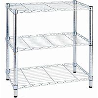 Étagère chromée 3 niveaux 60x35x90 cm – Capacité 75 kg par tablette – Montage facile en kit – Pour espaces de rangement optimisés – King Home