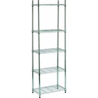 Étagère chromée 5 niveaux – Dimensions 60x35x180 cm – Charge maximale 75 kg par tablette – Assemblage facile – King Home