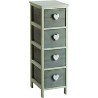 Commode blanche/grise avec boutons en forme de cœur, en bois de Paulownia