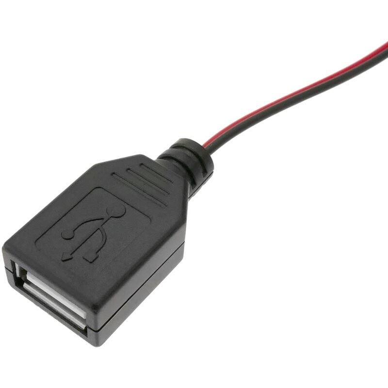 Câble d'alimentation 5 V USB-A femelle vers pinces crocodiles rouge-noir 2 m