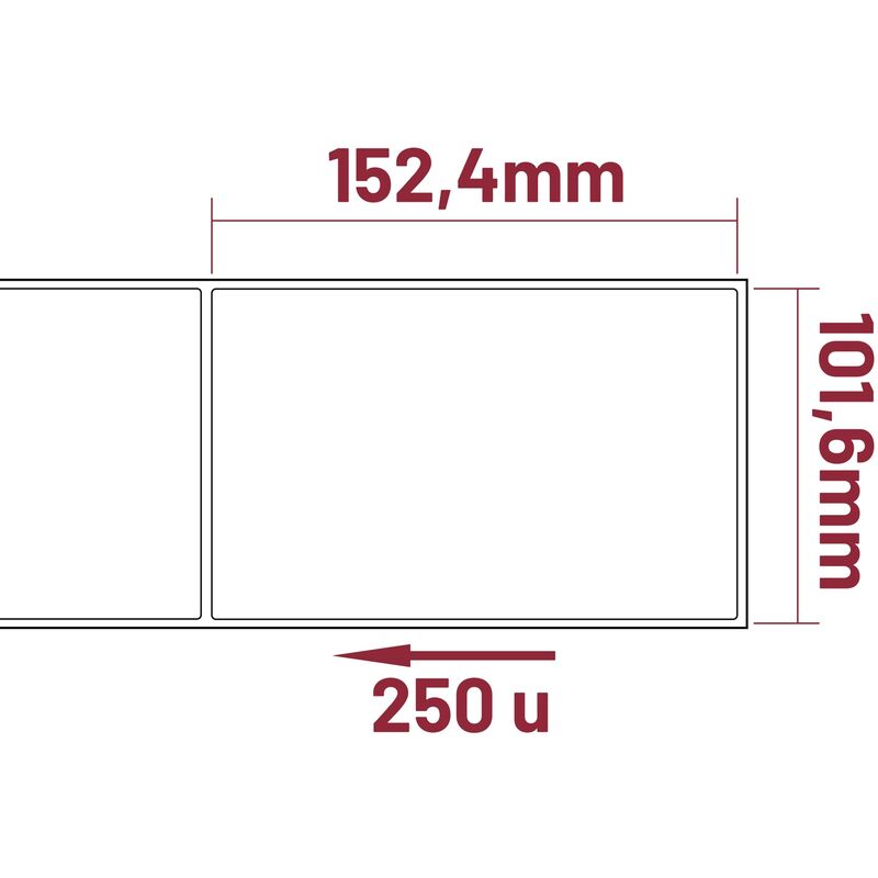 Rouleau 1800 étiquettes adhésives transfert thermique 101,6x76,2 mm