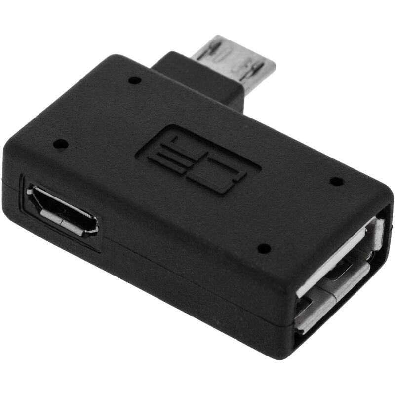 Adaptateur OTG noir avec connecteur micro USB mâle et connecteur USB femelle