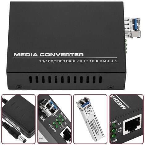 Convertisseur Fast Ethernet (RJ45) vers fibre optique monomode (LC) 100 Mbps  avec une portée de 60