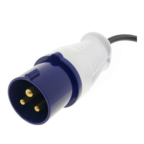 Câble adaptateur industriel CETAC fiche mâle vers Schuko femelle 2P T 16A 230V IP44 IEC 60309 1 m