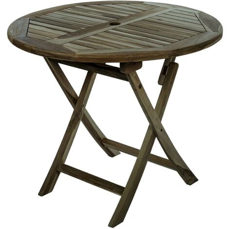 EZIO Table pliante 70x70 en bois d'acacia pour jardin extérieur ou terrasse