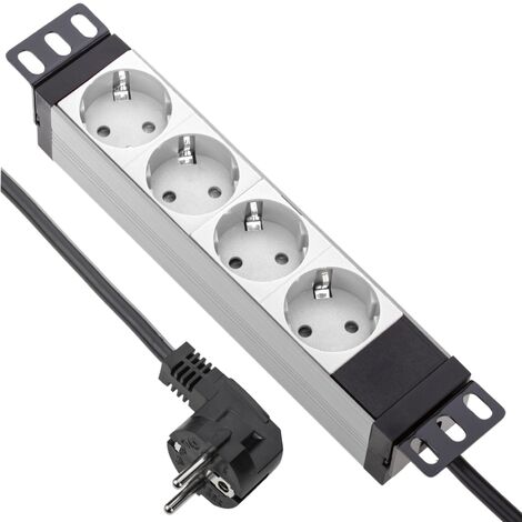 Multiprise noire avec 8 prises schuko avec interrupteur compatible avec  armoire rack 19