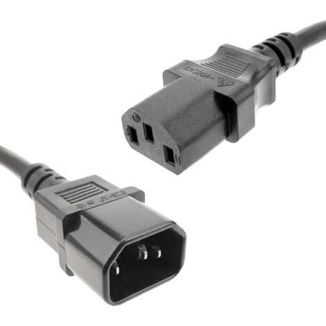 Câble d'alimentation IEC-60320 Connecteur C13 femelle vers C14 mâle 5  mètres 3x1.5mm²