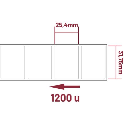 Rouleau 1200 étiquettes adhésives blanches pour imprimante thermique  directe 31,75x25,4 mm