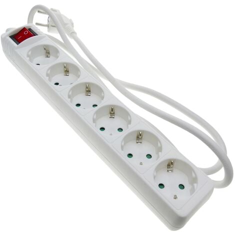 Multiprise avec interrupteur avec six prises Schuko 250V sans câble blanc