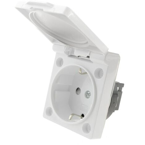 Prise 220V Schuko avec couvercle blanc